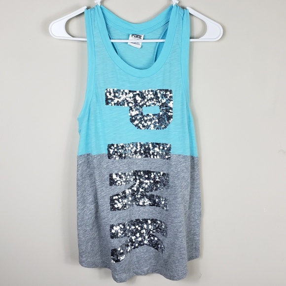 PINK Victoria's Secret Tops - Victoria's Secret PINK | Sequin Logo Tank Top